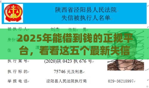 2025年能借到钱的正规平台，看看这五个最新失信人员可以借到钱的软件