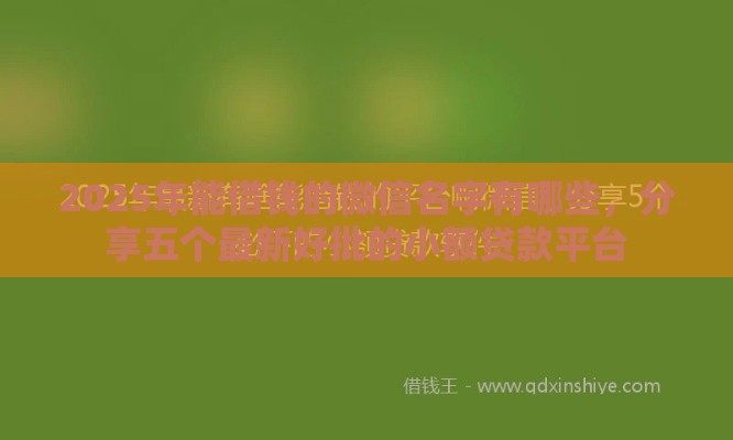 2025年能借钱的微信名字有哪些,分享五个最新好批的小额贷款平台 2025年能借钱的微信名字有哪些,分享五个最新好批的小额贷款平台