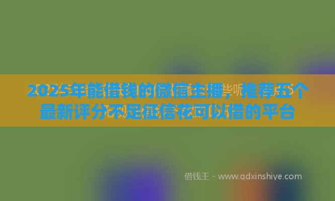 2025年能借钱的微信主播，推荐五个最新评分不足征信花可以借的平台