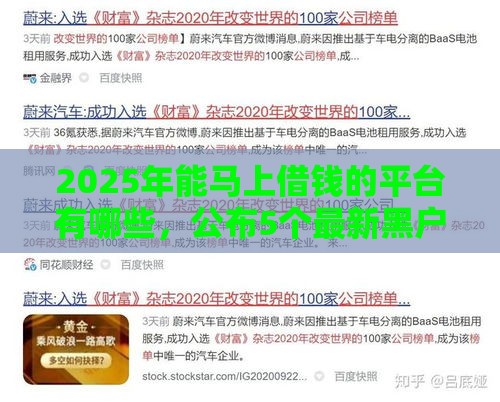 2025年能马上借钱的平台有哪些，公布5个最新黑户网贷必下款的平台