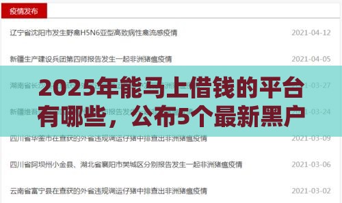 2025年能马上借钱的平台有哪些，公布5个最新黑户网贷必下款的平台