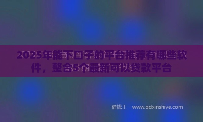 2025年能下口子的平台推荐有哪些软件，整合5个最新可以贷款平台