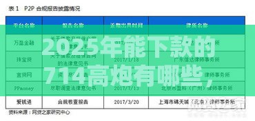 2025年能下款的714高炮有哪些，公布5个最新所有的网贷平台