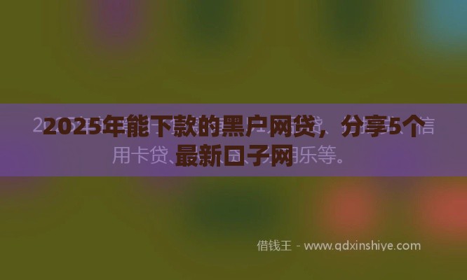 2025年能下款的黑户网贷，分享5个最新口子网