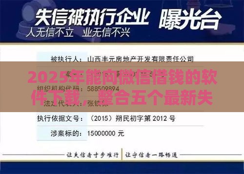 2025年能向微信借钱的软件下载，整合五个最新失信被执行人可以贷款的平台