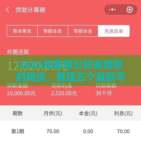 2025年能用公积金借款的网贷，整理五个最新平台借钱快速安全容易通过