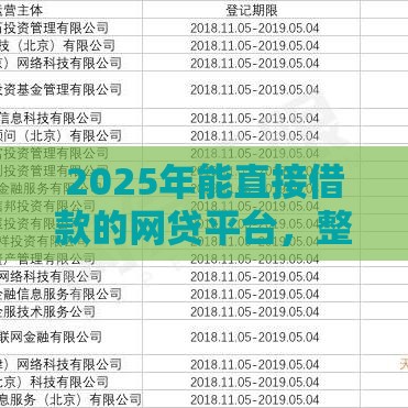 2025年能直接借款的网贷平台，整合五个最新可靠的借钱平台