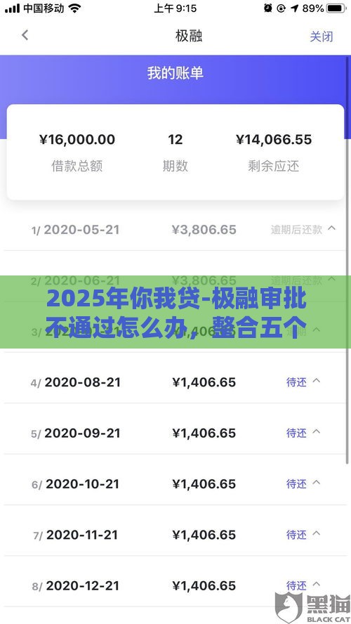 2025年你我贷-极融审批不通过怎么办，整合五个最新80岁到90岁老人借款平台推荐
