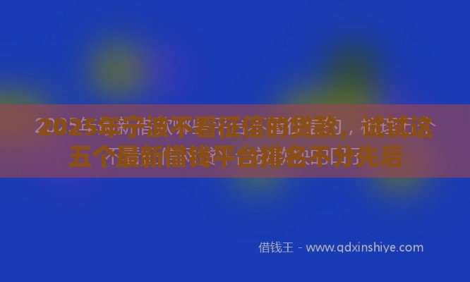 2025年宁波不看征信的贷款，试试这五个最新借钱平台排名不分先后