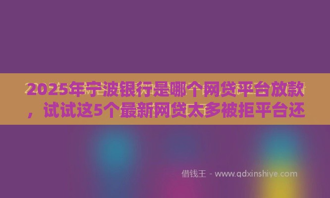 2025年宁波银行是哪个网贷平台放款，试试这5个最新网贷太多被拒平台还能贷