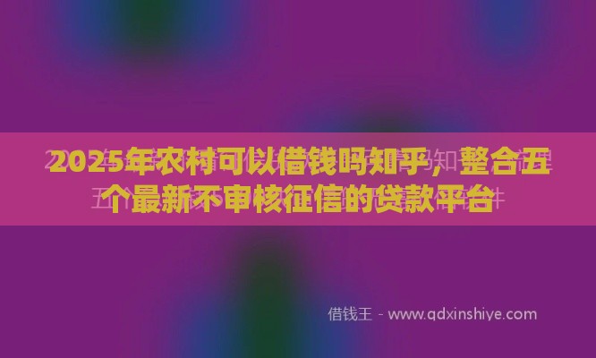2025年农村可以借钱吗知乎，整合五个最新不审核征信的贷款平台