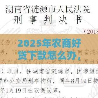 2025年农商好贷下款怎么办，分享5个最新网上借钱平台好