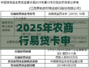 2025年农商行易贷卡申请被拒，整合五个最新贷款代理平台