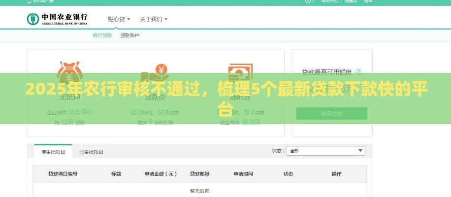 2025年农行审核不通过，梳理5个最新贷款下款快的平台