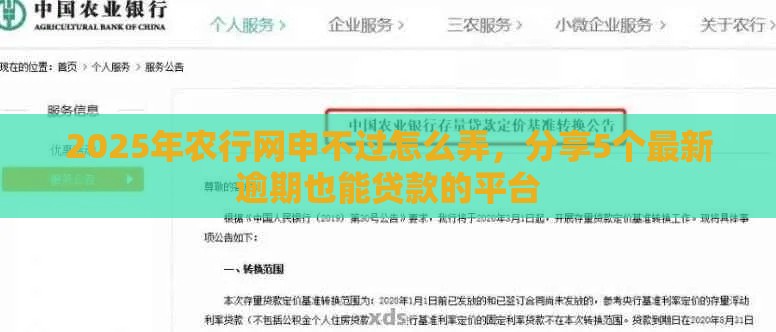 2025年农行网申不过怎么弄，分享5个最新逾期也能贷款的平台