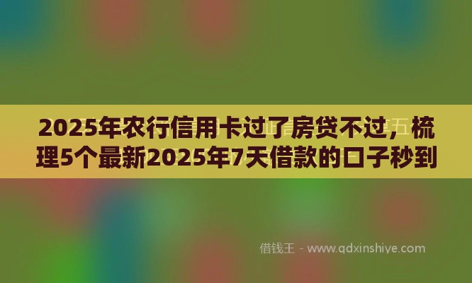 2025年农行信用卡过了房贷不过，梳理5个最新2025年7天借款的口子秒到的
