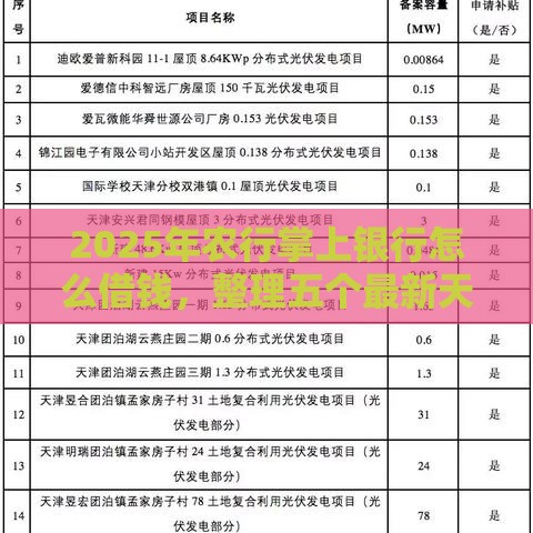 2025年农行掌上银行怎么借钱，整理五个最新天津黑户必下款的口子