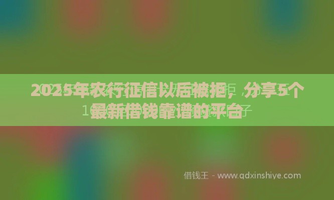 2025年农行征信以后被拒，分享5个最新借钱靠谱的平台