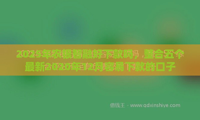 2025年农银智融好下款吗，整合五个最新2020年12月容易下款的口子