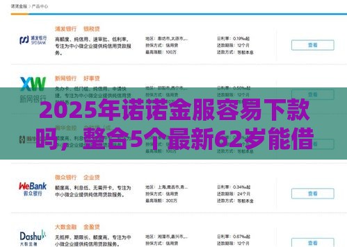2025年诺诺金服容易下款吗，整合5个最新62岁能借钱的平台