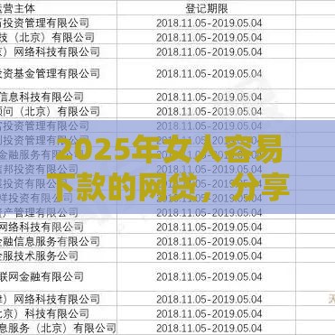 2025年女人容易下款的网贷，分享五个最新有什么好贷款的平台