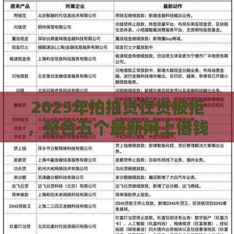2025年拍拍贷在贷被拒，整合五个最新网上借钱平台