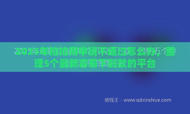 2025年拍拍用申请不通过怎么办,整理5个最新容易下到款的平台 2025年拍拍用申请不通过怎么办,整理5个最新容易下到款的平台