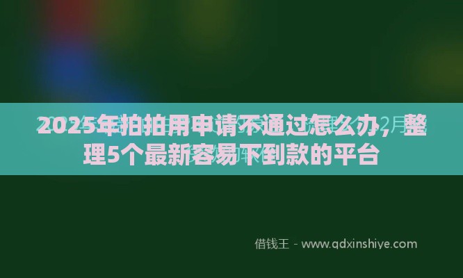 2025年拍拍用申请不通过怎么办,整理5个最新容易下到款的平台 2025年拍拍用申请不通过怎么办,整理5个最新容易下到款的平台