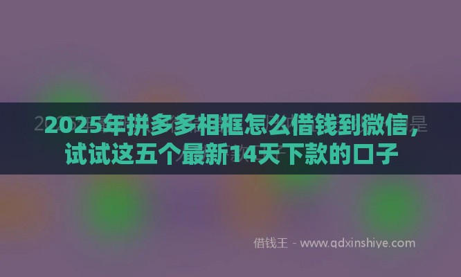 2025年拼多多相框怎么借钱到微信，试试这五个最新14天下款的口子
