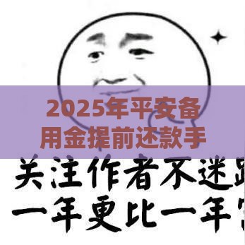 2025年平安备用金提前还款手续费怎么算，试试这5个最新十大正规贷款平台排名不分先后