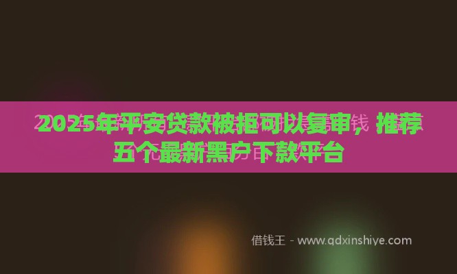 2025年平安贷款被拒可以复审，推荐五个最新黑户下款平台