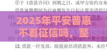 2025年平安普惠不看征信吗，整合5个最新20岁贷款平台