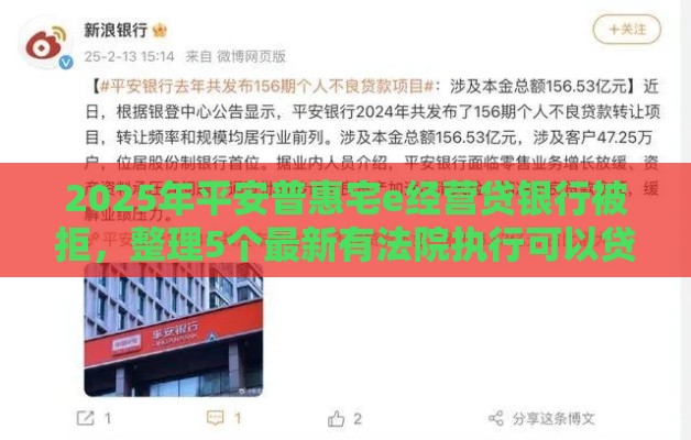 2025年平安普惠宅e经营贷银行被拒，整理5个最新有法院执行可以贷款的口子