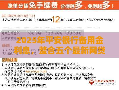 2025年平安银行备用金利息，整合五个最新网贷平台借款好审批