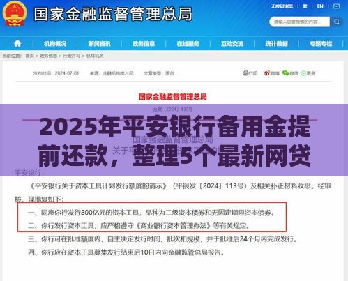 2025年平安银行备用金提前还款，整理5个最新网贷平台怎么投诉