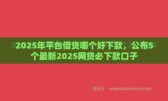 2025年平台借贷哪个好下款，公布5个最新2025网贷必下款口子