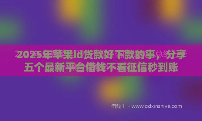 2025年苹果id贷款好下款的事，分享五个最新平台借钱不看征信秒到账