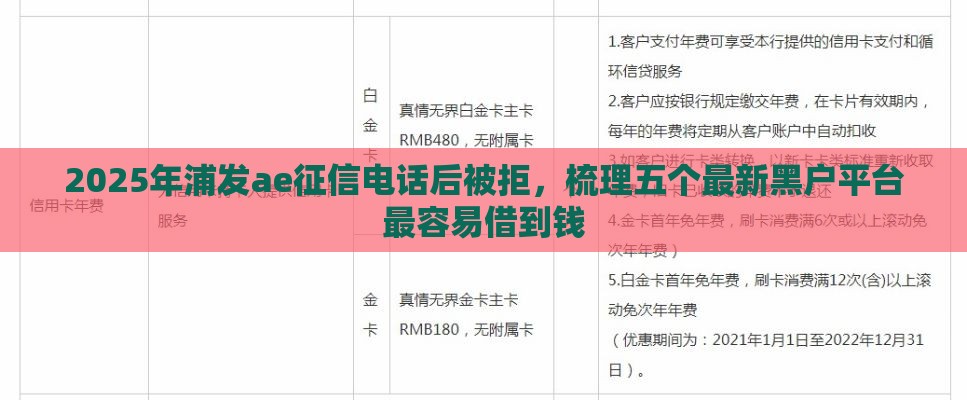 2025年浦发ae征信电话后被拒，梳理五个最新黑户平台最容易借到钱