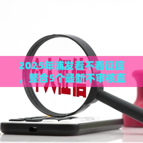 2025年浦发看不看征信，整合5个最新不审核直接放款的软件