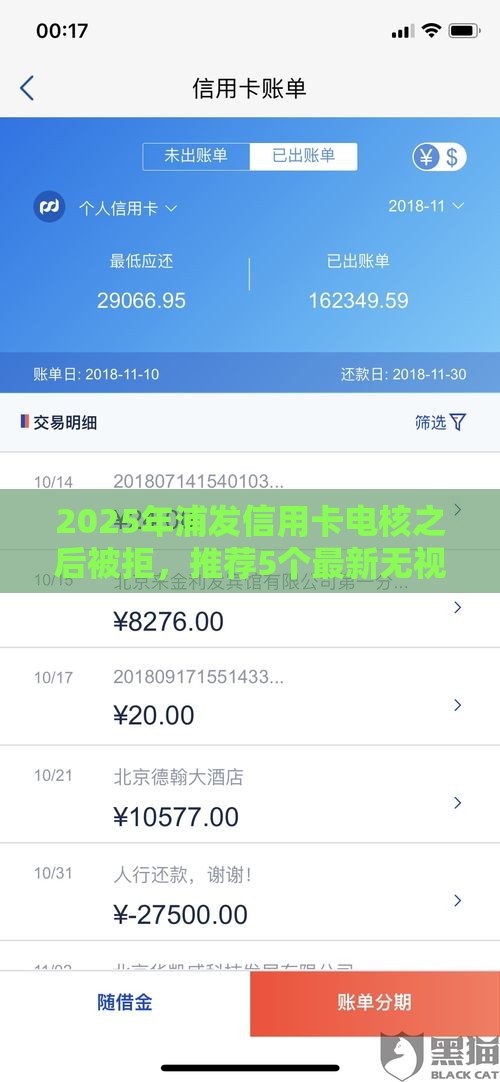 2025年浦发信用卡电核之后被拒，推荐5个最新无视征信秒下款的口子