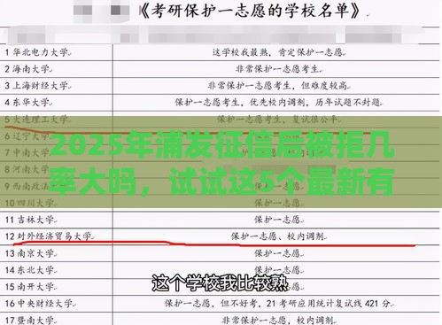 2025年浦发征信后被拒几率大吗，试试这5个最新有什么可以借钱的平台