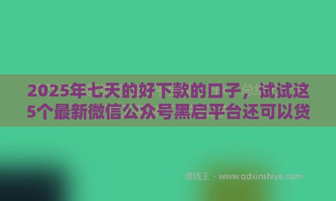 2025年七天的好下款的口子，试试这5个最新微信公众号黑启平台还可以贷款