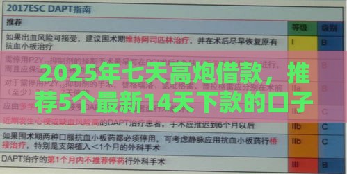 2025年七天高炮借款，推荐5个最新14天下款的口子