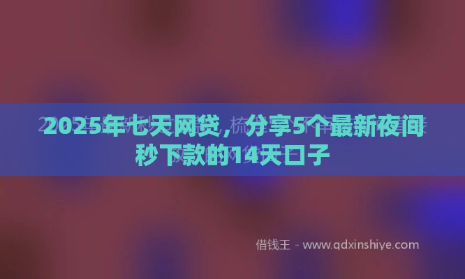 2025年七天网贷，分享5个最新夜间秒下款的14天口子