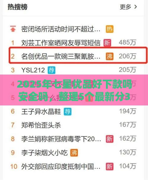 2025年七星优品好下款吗安全吗，整理5个最新分36期的正规贷款平台