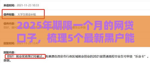 2025年期限一个月的网贷口子，梳理5个最新黑户能下200的小贷口子