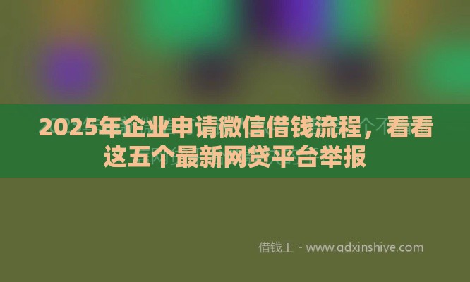 2025年企业申请微信借钱流程，看看这五个最新网贷平台举报