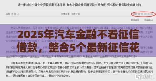 2025年汽车金融不看征信借款，整合5个最新征信花黑户都能下款的平台
