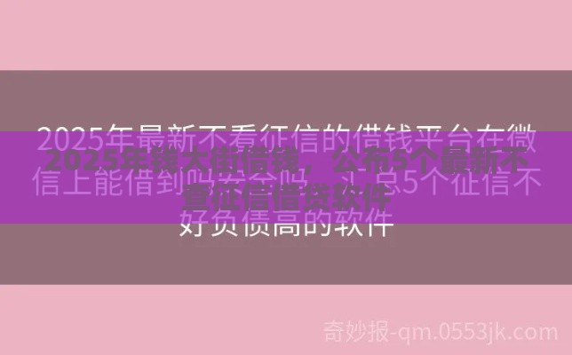 2025年钱大街借钱，公布5个最新不查征信借贷软件