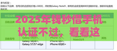 2025年钱秒借手机认证不过，看看这5个最新网贷平台排名不分先后